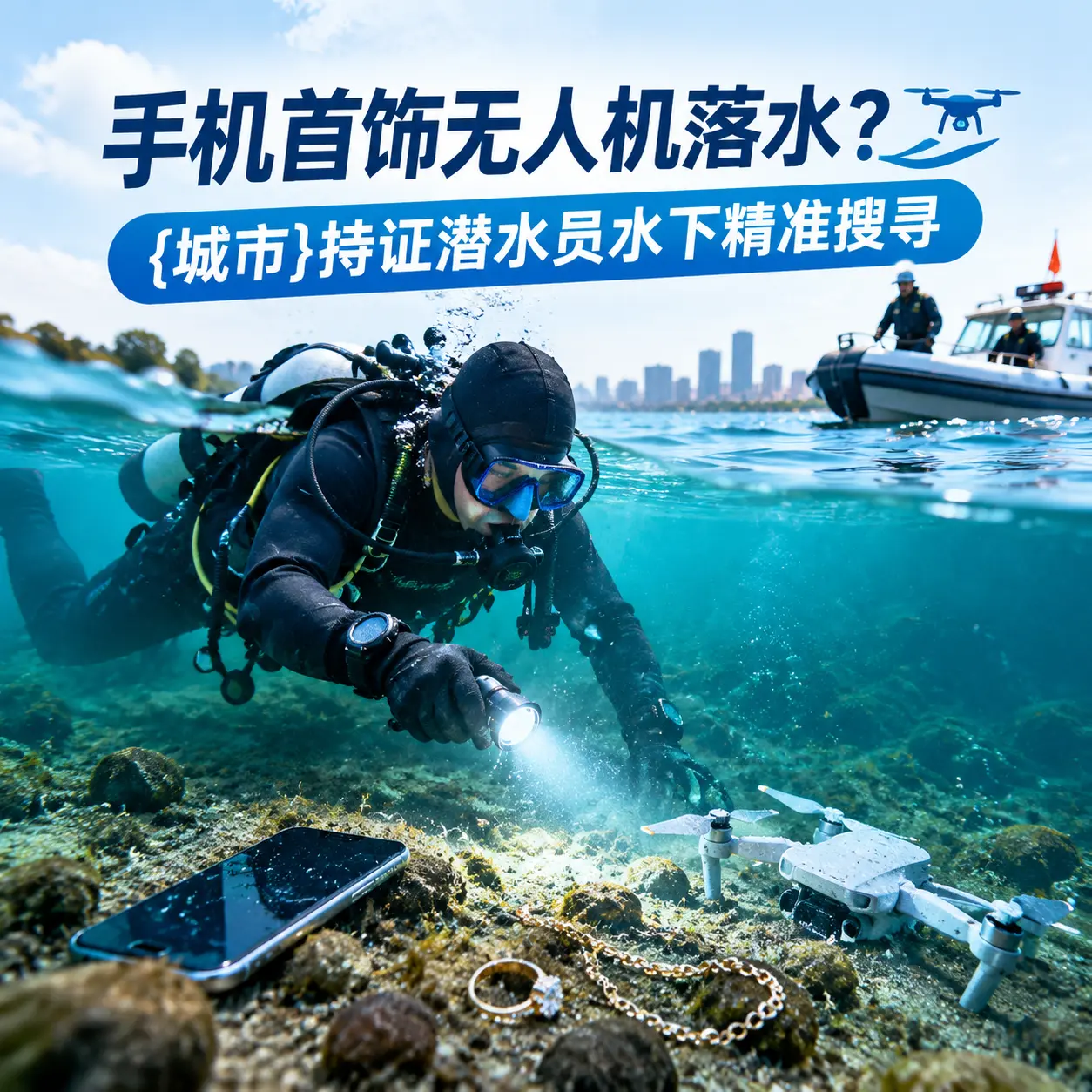 手机首饰无人机落水?喜德持证潜水员水下精准搜寻